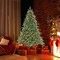 Foldable Christmas Tree with LED Lights PE Pine Cones PVC Leaves Sturdy Metal Stand
